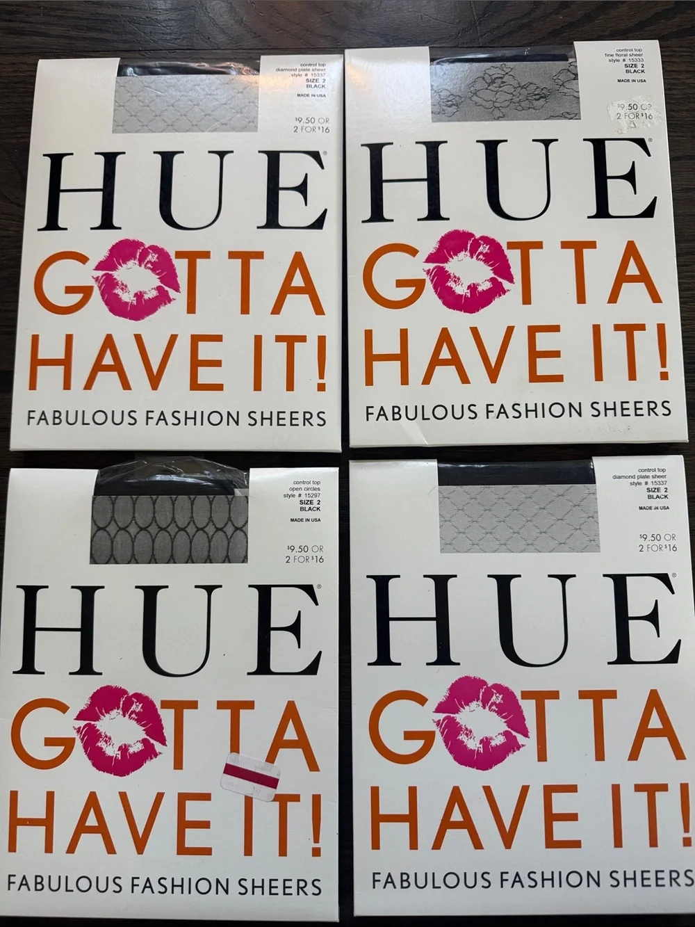 HUE Black assorted Gotta Have It! Fashion Sheers size 2 new